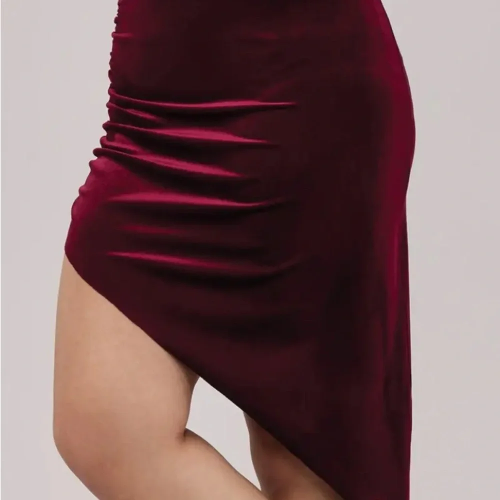 Weissman Burgundy Velvet Dance Costume Set MA Crossover Top & Ruched Skirt